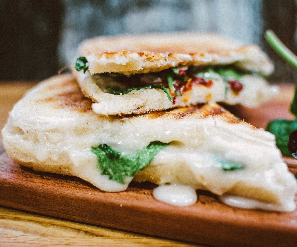 panini with cheese and spinach