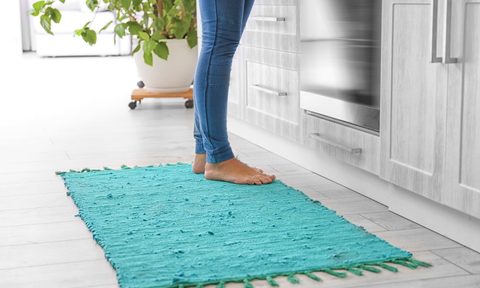 washable rugs for kitchen woman standing on rug