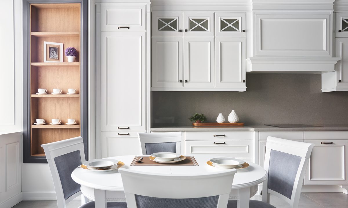 Italian kitchen with white cabinets