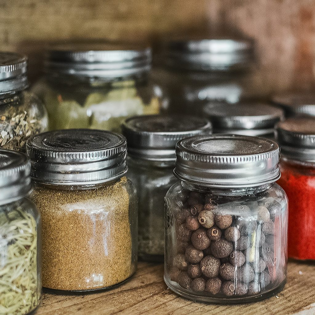 Beans and grains in containers