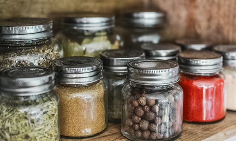Beans and grains in containers