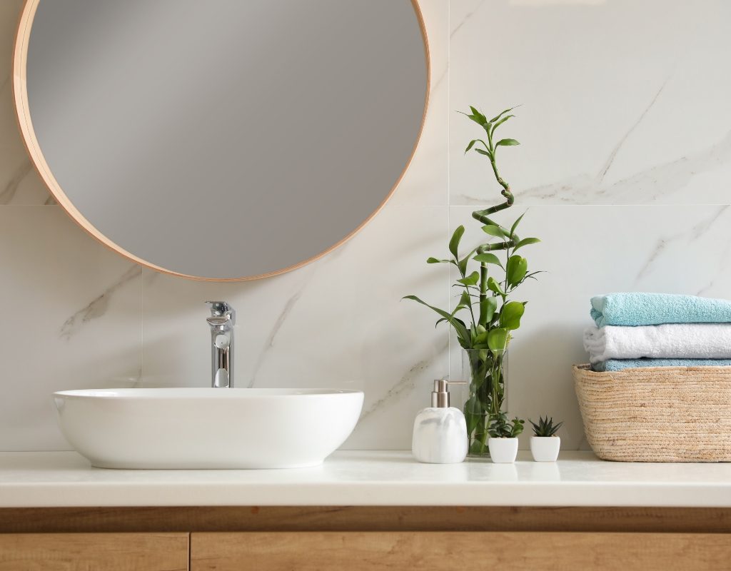 elevated sink in a modern style bathroom