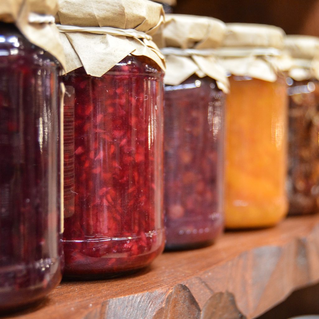 Jellies and jams in containers
