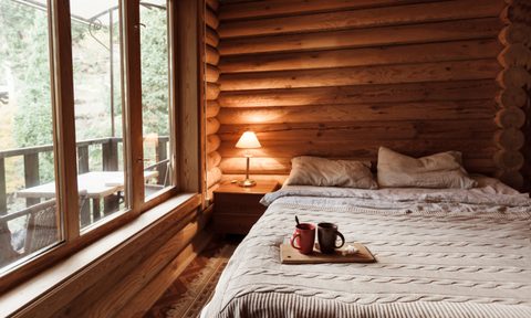 Log cabin bedroom