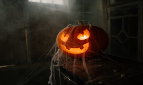 Jack-o-lantern on table