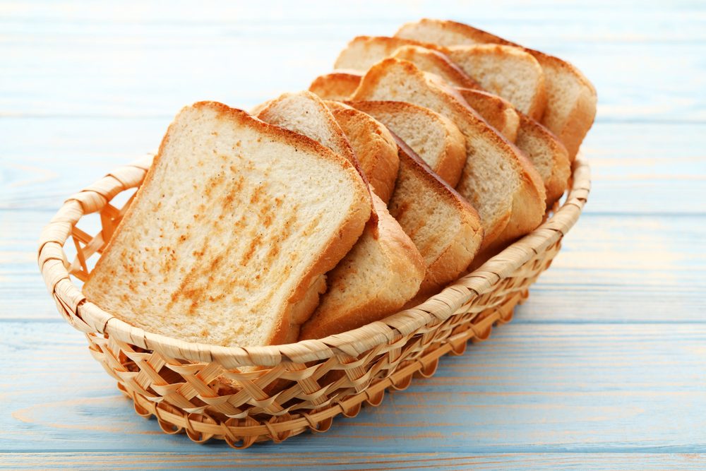 toasted bread in wicker basket