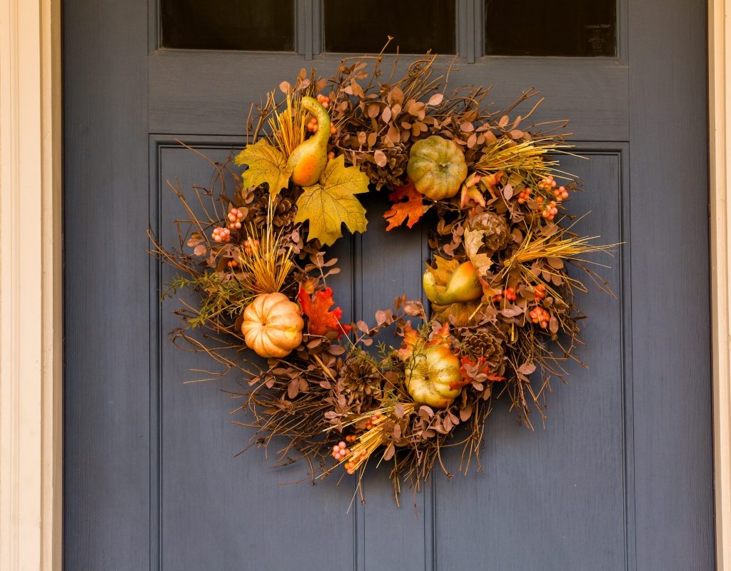 fall wreath on front door
