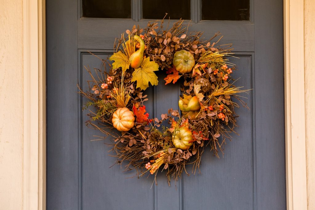 fall wreath on front door