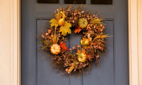 fall wreath on front door