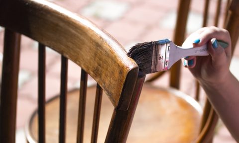 Staining a wooden chair