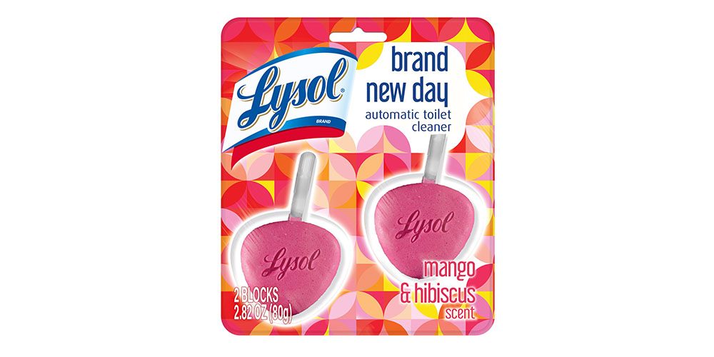 Lysol Automatic Toilet Bowl Cleaner on a white background.