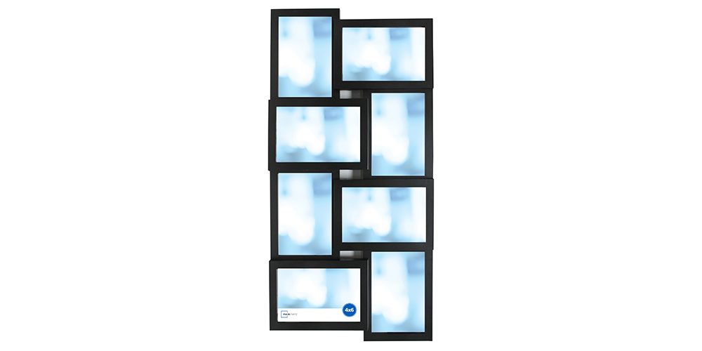 Mainstays 8-Opening 4x 6 Linear Black Collage Frame on a white background.