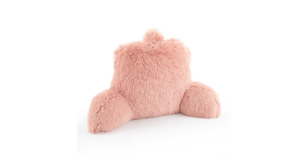Mainstays Long Hair Faux Fur Backrest Pillow on a white background.