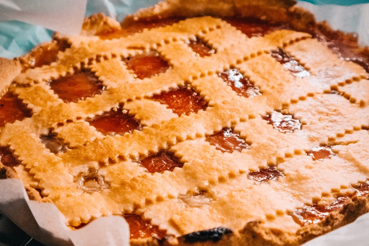 baked pie with lattice top
