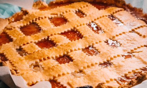 baked pie with lattice top