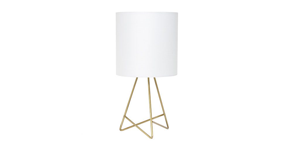 Simple Designs Down to the Wire Table Lamp with Fabric Shade on a white background.