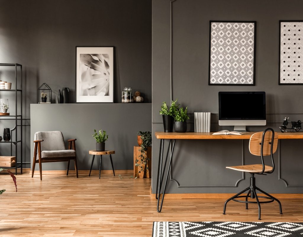 grey modern designed home office