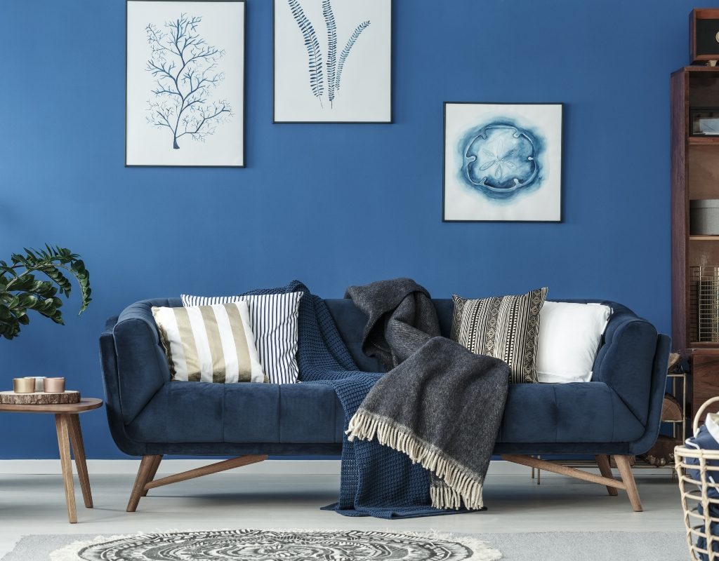 all blue room with monochromatic color pallet