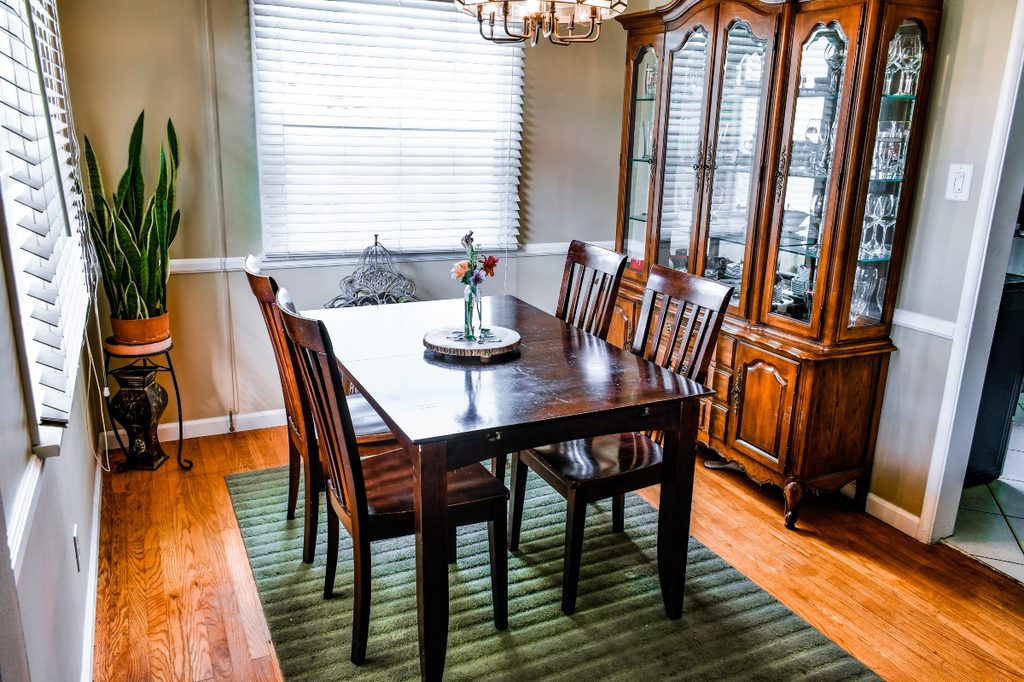 Traditional dining room with a china cabinet