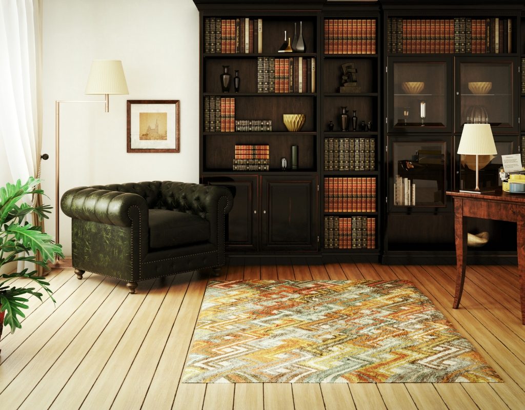 Dark brown accent color in the home office and library