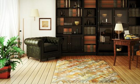 dark brown accent color in home office and library