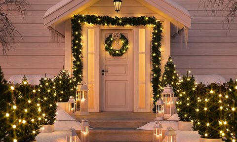 Christmas front door and porch decorations