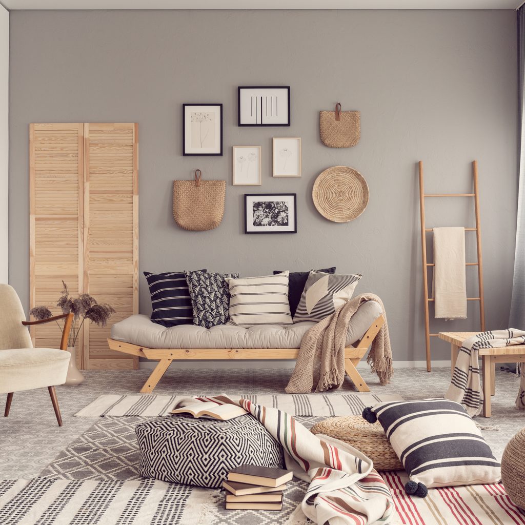 Gray room with neutrals