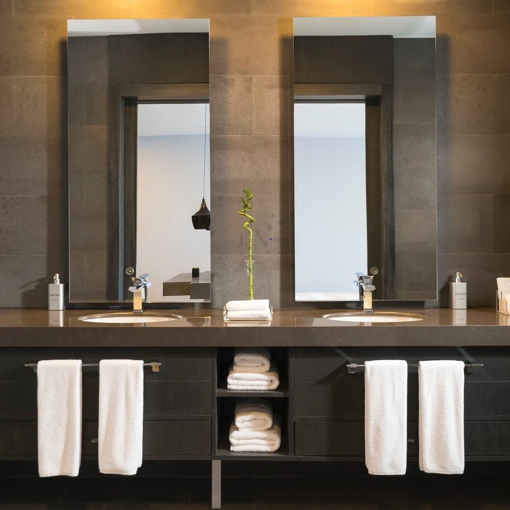 bathroom with double vanity