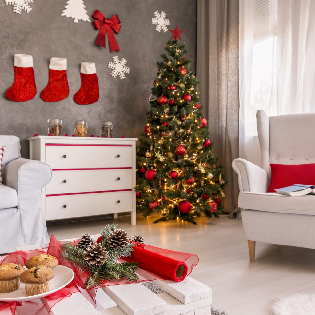 traditional red and white christmas decor