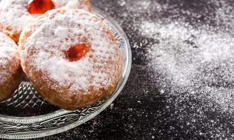 how to make hanukkah doughnuts sufganiyot  traditional jewish donuts for copy space