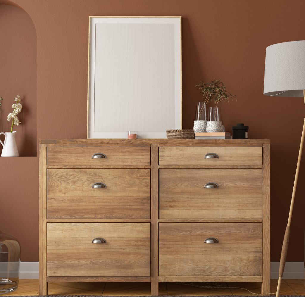 Room with brown walls.