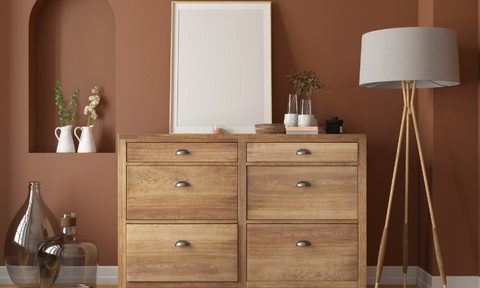Room with brown walls.