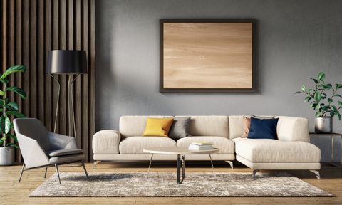 Room with grey walls.