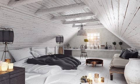 cozy attic bedroom ideas modern design  3d rendering interior concept