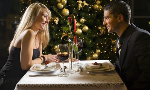 Couple dining together at Christmas
