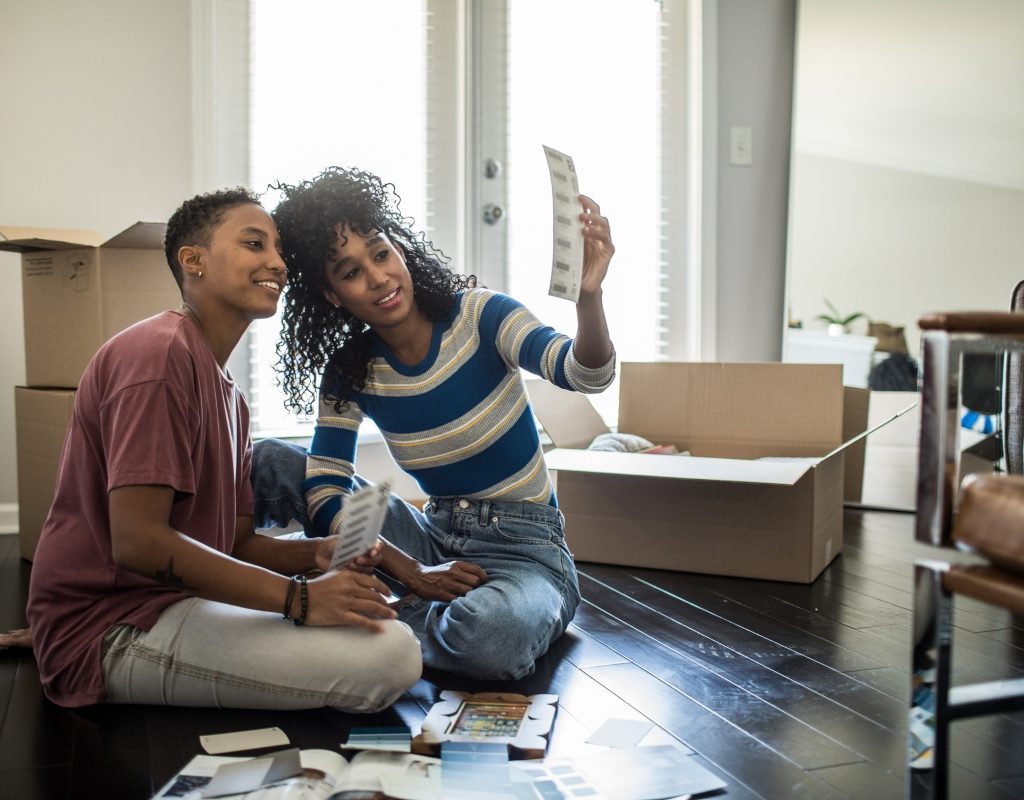 couple unpacking after a move to their new home
