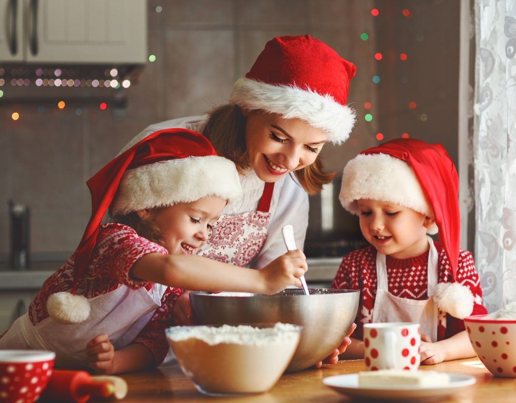 Family baking Christmas cookies
