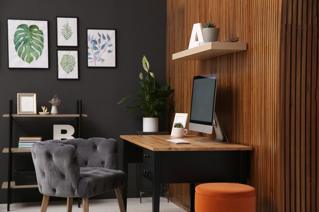 Home office warm dark tones