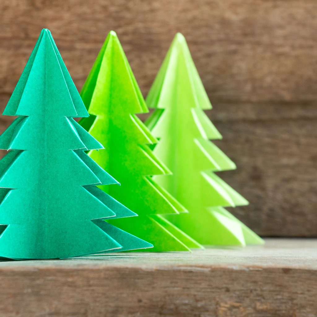 Multi-colored green paper Christmas trees