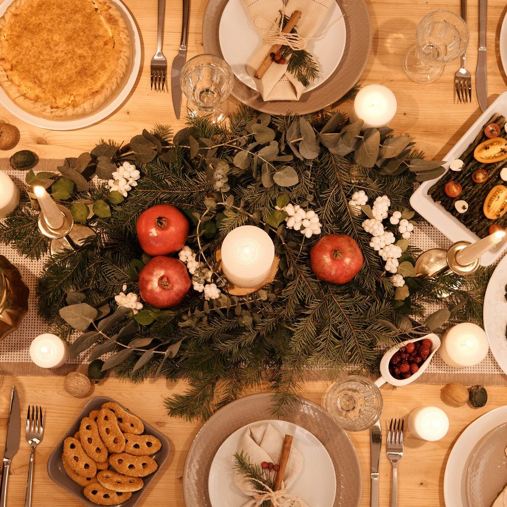 table with Christmas dinner