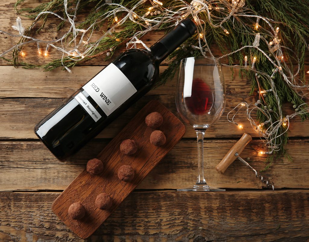 Red wine chocolate truffles