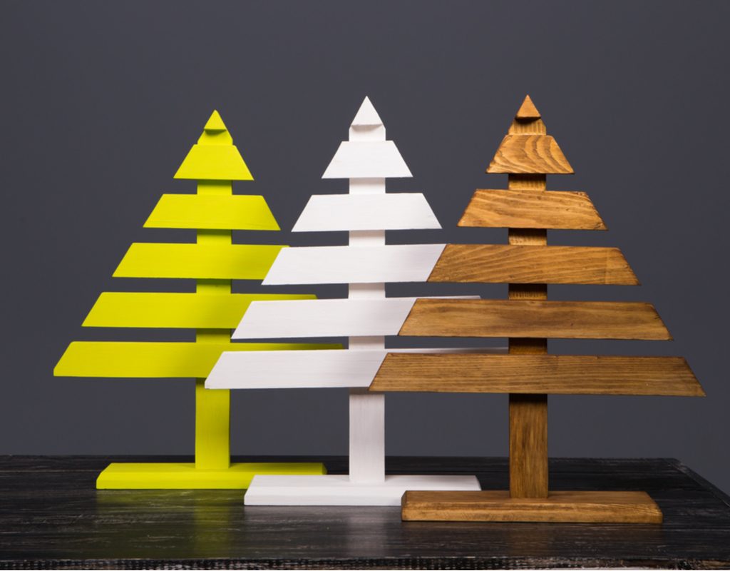 Handmade wood Christmas tree decorations