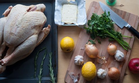 Thanksgiving dinner ingredients.