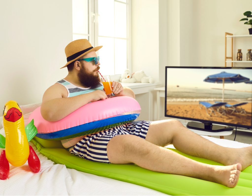 Man enjoying home staycation