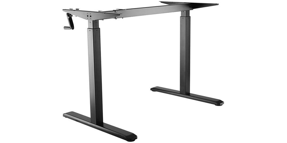 PrimeCables Manual Crank Standing Desk Frame on a white background.