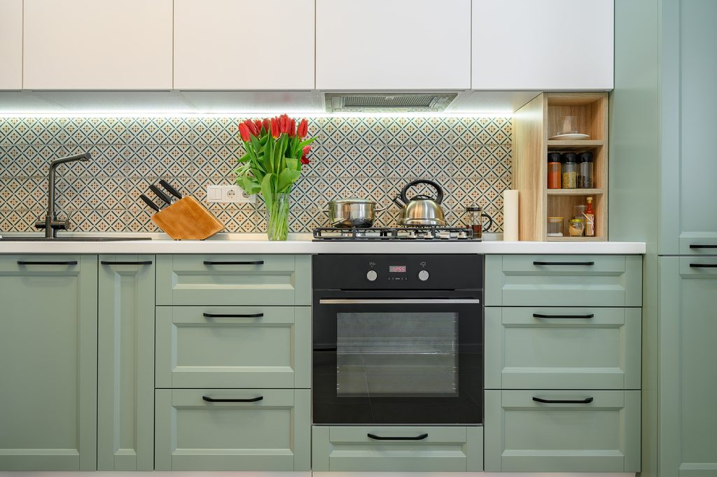 Sage green kitchen cabinets