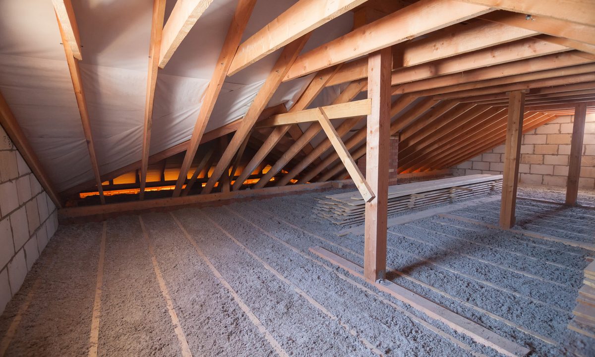 Attic with insulation on floor
