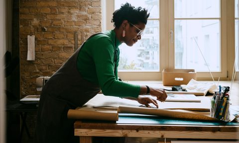 woman planning an interior design layout