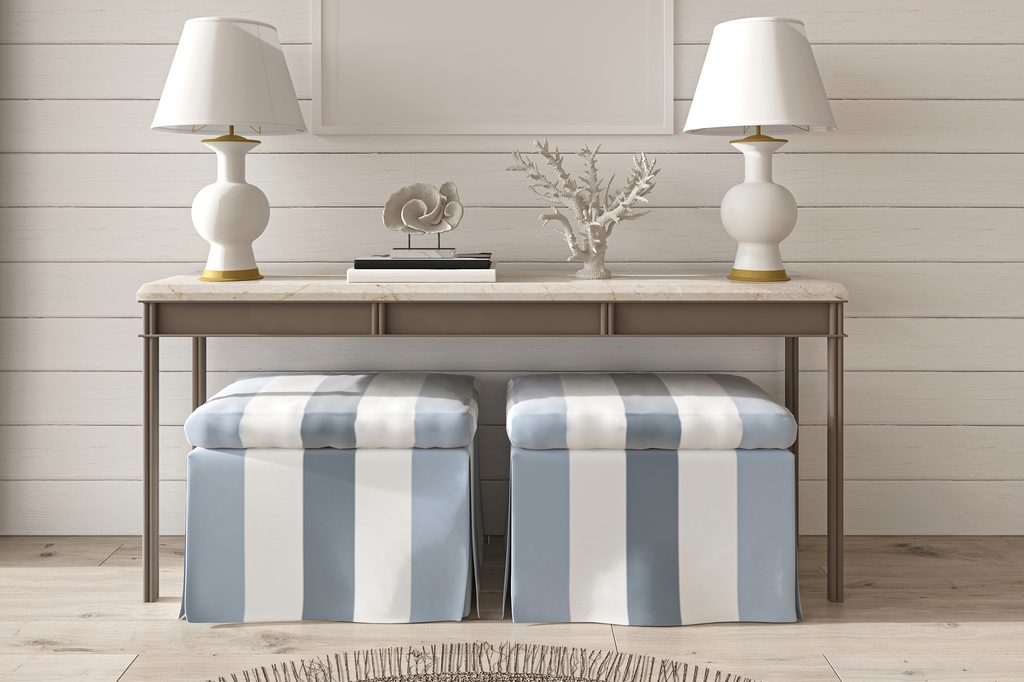 Coastal farmhouse accent table with nautical decor