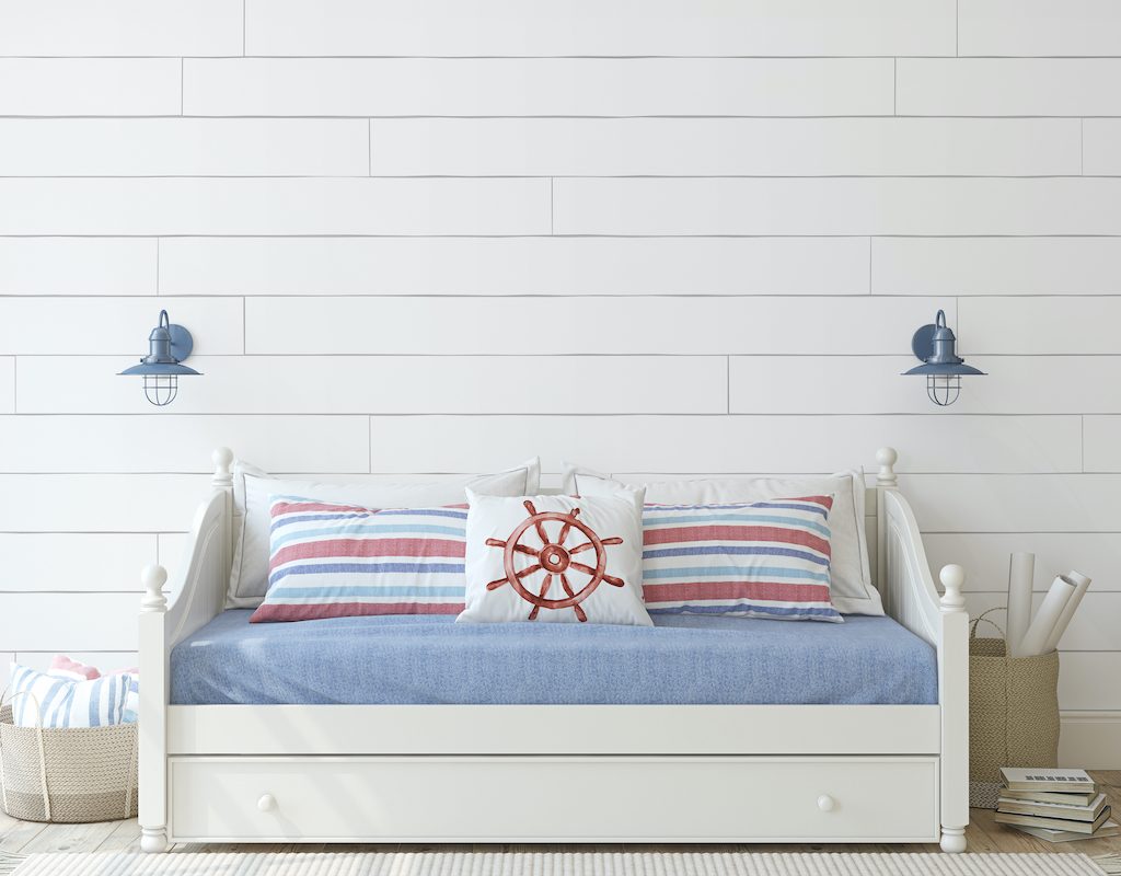 coastal decor daybed bench in light color palette